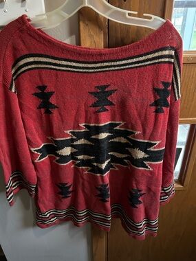Chaps Southwestern Aztec Knit Sweater Women’s Large Three-Quarter Sleeve
